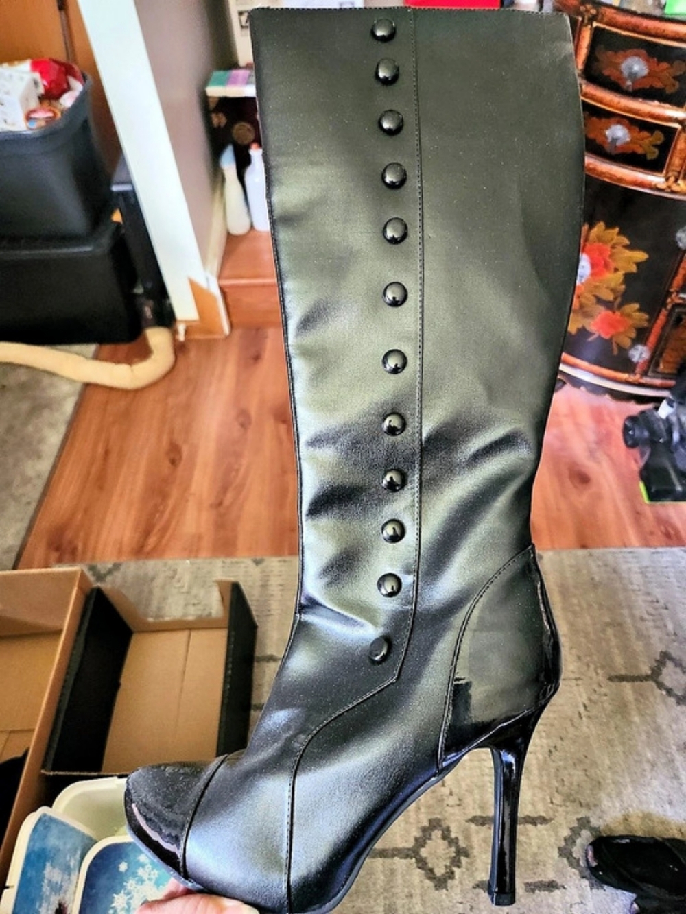 NWT Black Heeled Knee-High Boots US 9